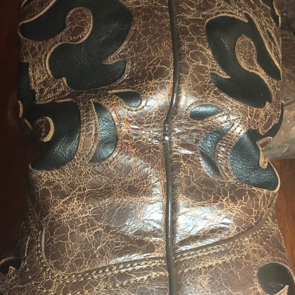 CORRAL Vintage Snip Toe Cowboy Boots Brown Black Size 7 - Picture 10 of 12